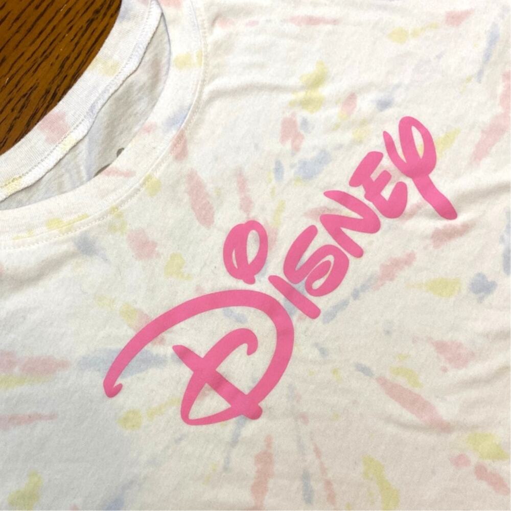 Disney Sprinkle Confetti Tie Dye Starburst Crop Top XL Short Sleeve Summer Beach